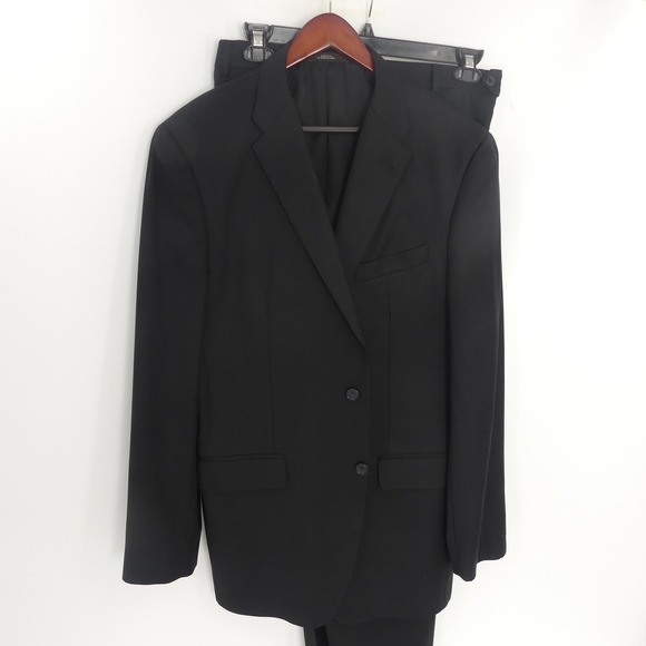 Joseph Abboud 2-Piece Wool Suit Black Stripe‎ Made in USA 40L 33x33